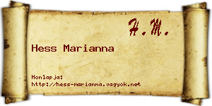 Hess Marianna névjegykártya